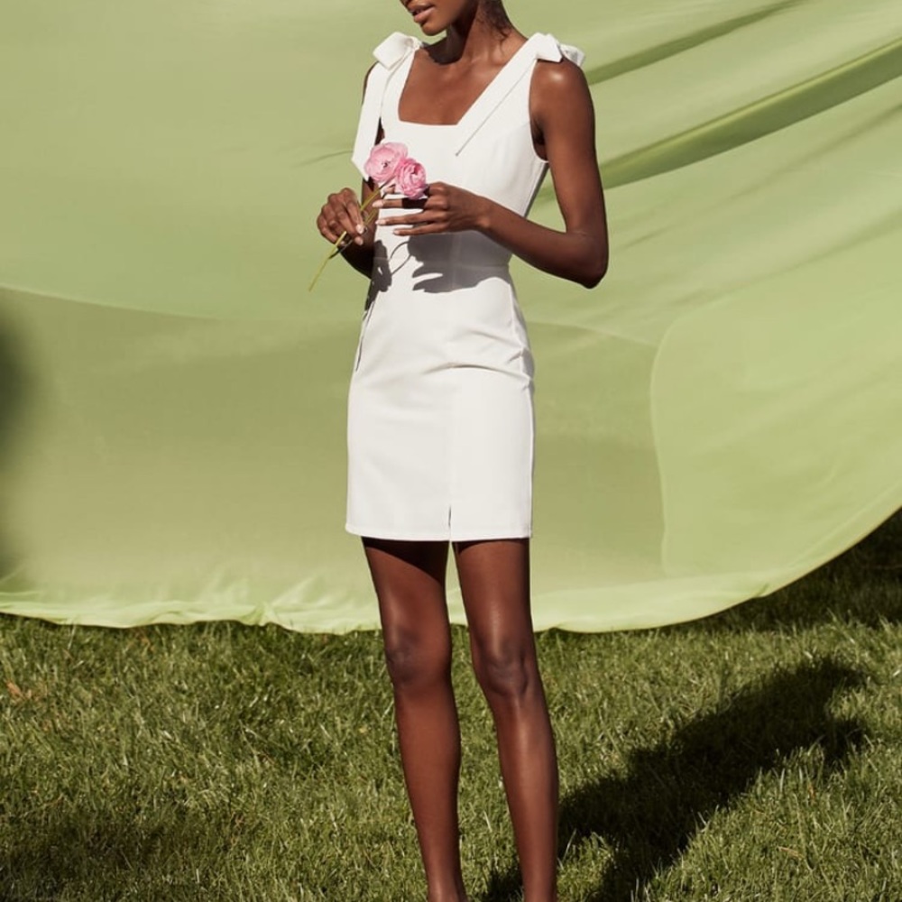 “You’re Sweetie” White Tie Strap Mini Dress